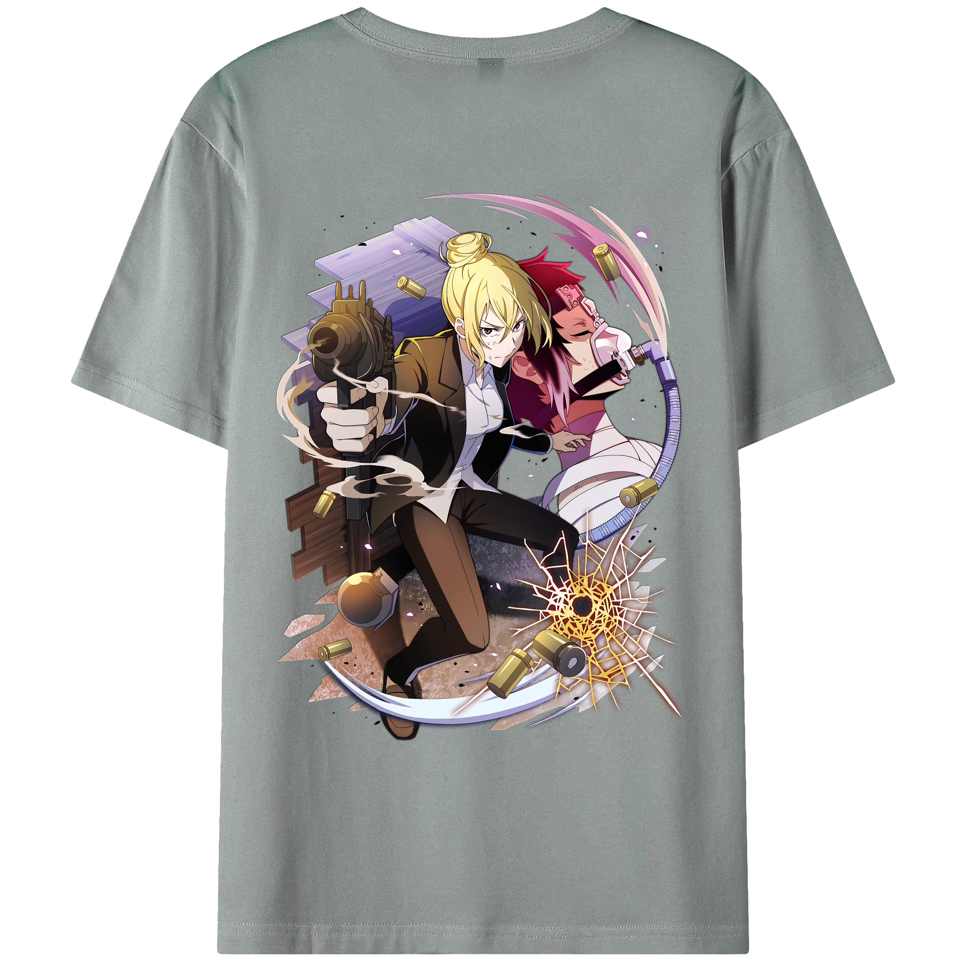 （画像用） 文豪ストレイドッグス Bungo Stray Dogs 綿100％ メンズ半袖Tシャツ（バックプリント） 通気性